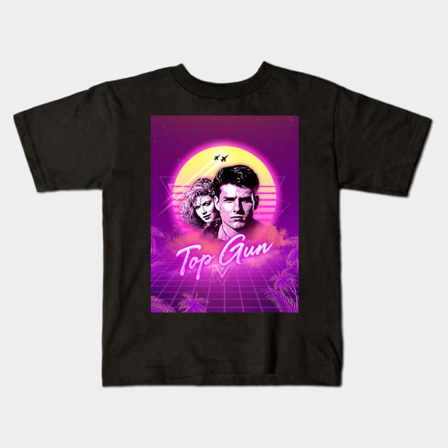 Top Gun 80's Retro Vaporwave Kids T-Shirt by NotoriousMedia